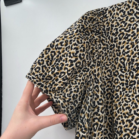 J.CREW Leopard Puff Sleeve Top Stretch Cotton Poplin Animal Print Plus Size 3X - Picture 4 of 8